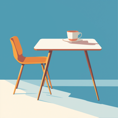 Flat Design Table Illustration