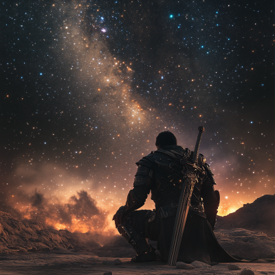 Fantasy Warrior Gazing at the Stars