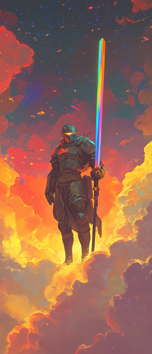Space Knight with Rainbow Sword
