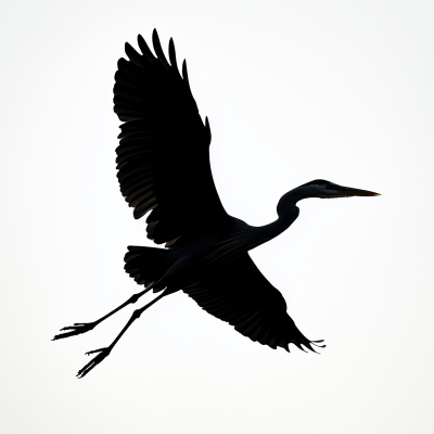 Flying Great Blue Heron Silhouette