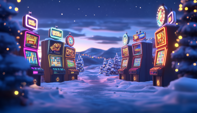 Snowy Landscape with Slot Machines