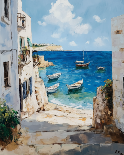 Puglian Coast Oil Painting