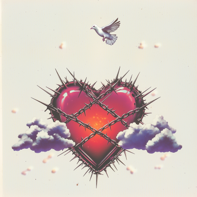 Glowing Heart Among Clouds