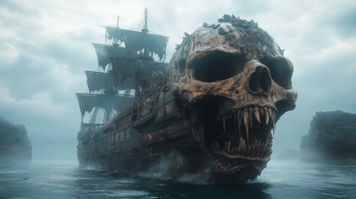 Skull-shaped DnD Ship