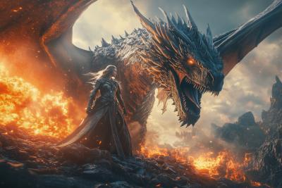 Epic Battle Scene with Warrior Princess