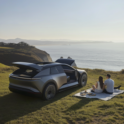 Couple Picnic with Electric Vehicle