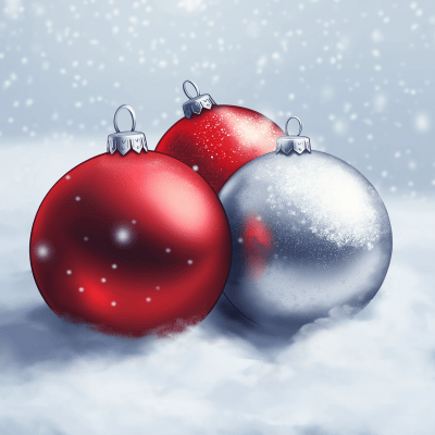 Christmas Baubles in Snow