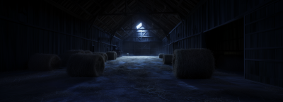 Rustic Barn Interior at Night
