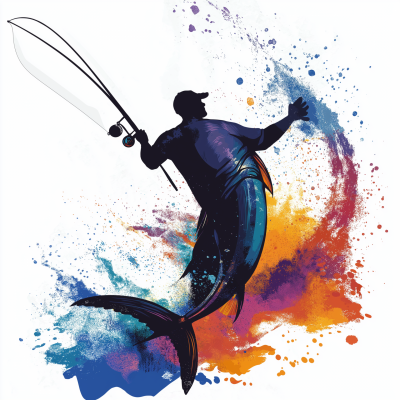 Colorful Silhouette of Deep Sea Fishing