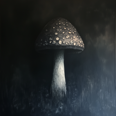 Moody Dark Mushroom Painting