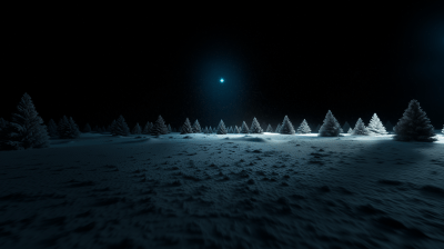 Pine Trees Under Aurora