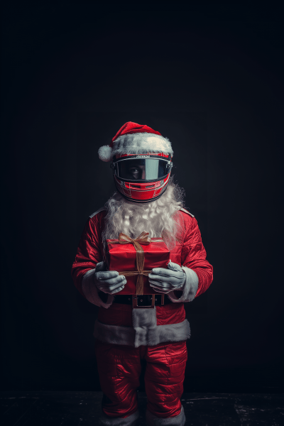 Santa Claus in F1 Helmet
