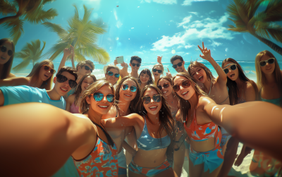 Happy Beach Group Selfie