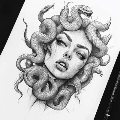 Gorgon Tattoo Sketch