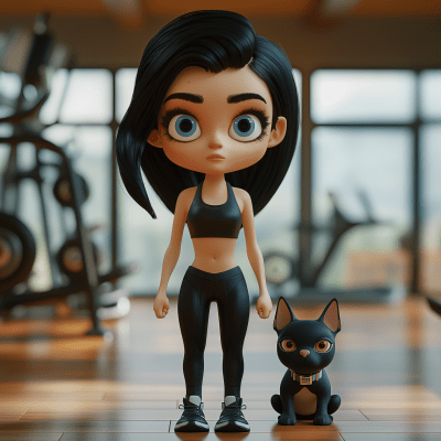 Cartoon Girl in Gym