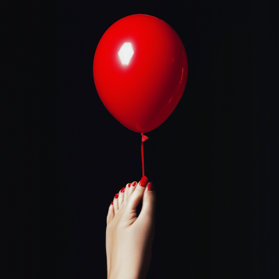 Elegant Foot with Red Balloon