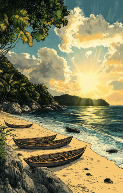Canoes on the Beach