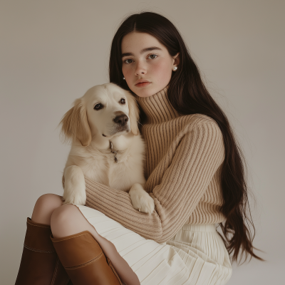 Girl Holding Her Dog