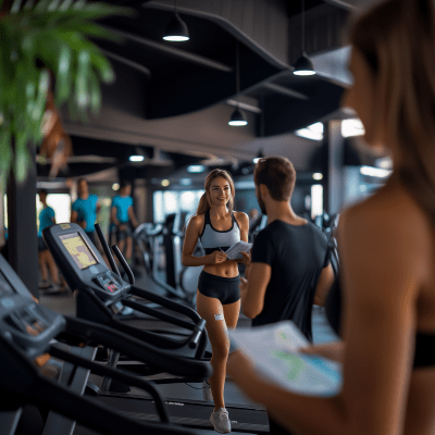 Young Lady Running on Treadmill