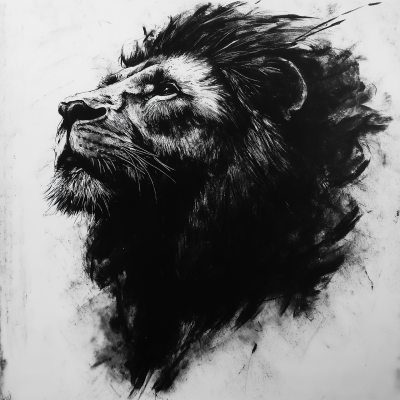 Charcoal Lion Head