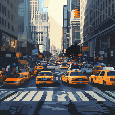 City Traffic in Cartoon Style