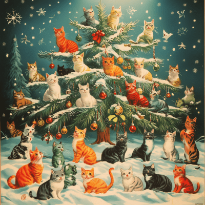 Vintage Christmas Cats