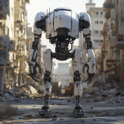 Detailed Robot in a Deserted City