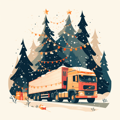 Big European Truck in Snowy Landscape