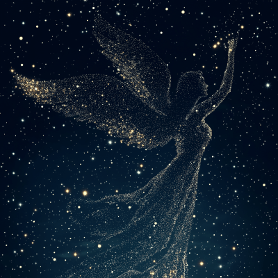 Silhouette of Angel Made of Stars