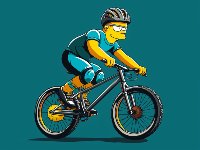 Simpsons Character Riding Bike