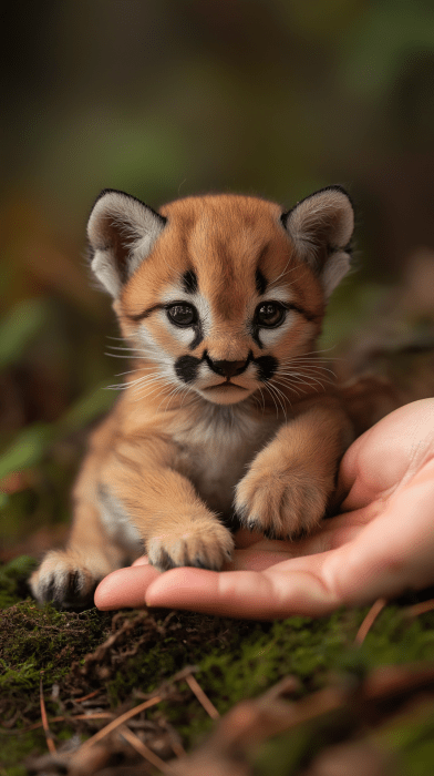 Cuddling a Puma Cub