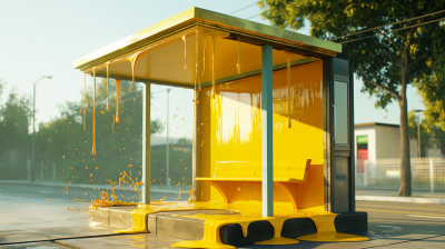 Bus Stop with Yellow Hue