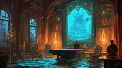 Cozy Dark Fantasy Meeting Room