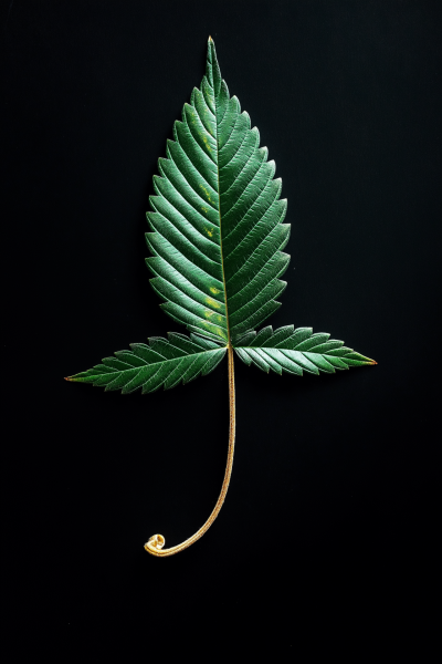 Single Leaf on Black Background