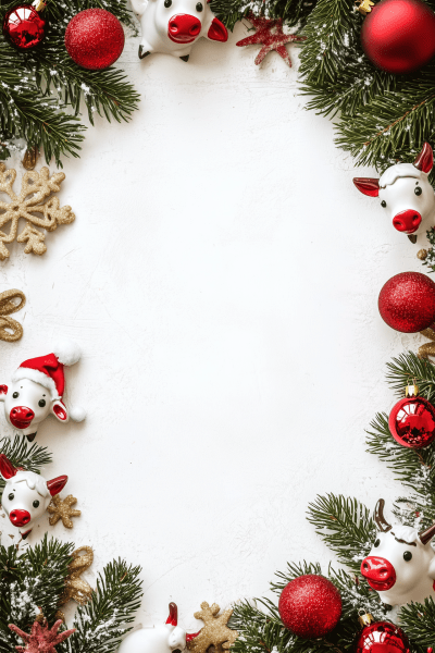 Christmas Cow Ornaments Frame