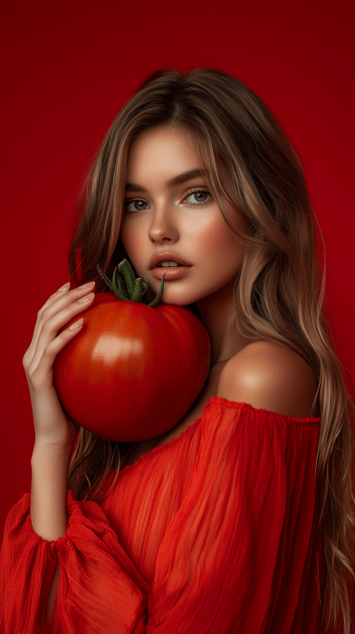 Beauty Model with Tomato
