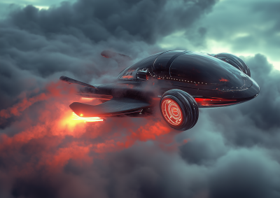 Retro Futuristic Flying Car