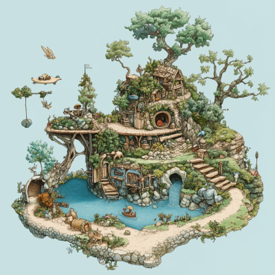Miniature City with Cute Animals