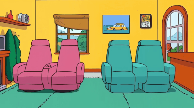 Porsche Car Chairs in a Simpson Living Room