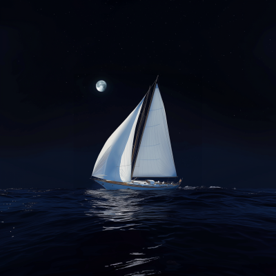 Moonlit Sailing Yacht
