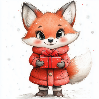 Chibi Fox with Gift
