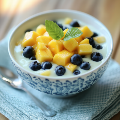 Yogurt with Mango and Blueberries