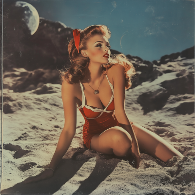 Pin Up Girl on the Moon