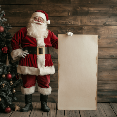Santa Claus with Christmas Card