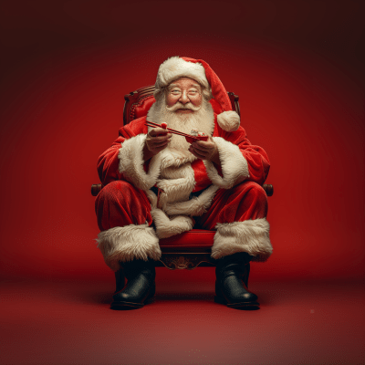 Santa Claus Enjoying Sushi