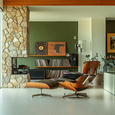 Modern Living Room with Vinyl Collection