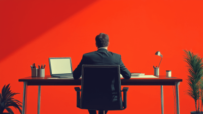 1980s Businessman at Desk