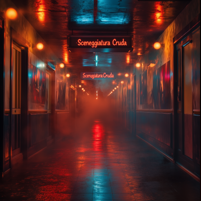 Neon Cinema Hallway