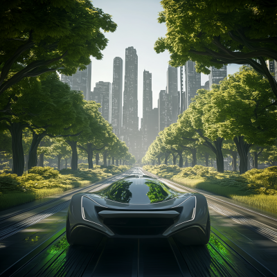 Futuristic Car in a Modern City