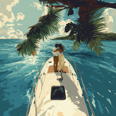 Couple Hugging on a Boat